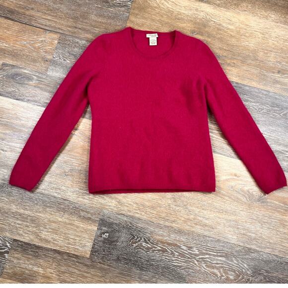 Vertical Design Womens Sweater 100% Cashmere Pink Fushsia Long Sleeve Pullover - Picture 1 of 5